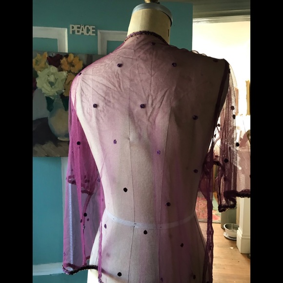 Purple mesh beaded ballerina style jacket romantic BoHo fairy - Picture 7 of 9